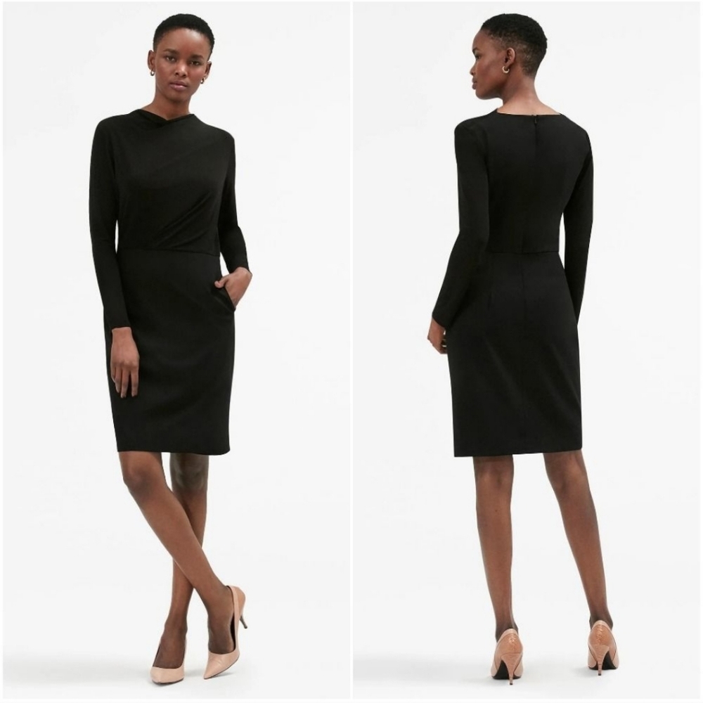 MM Lafleur Black Drape Neck Akiko Dress